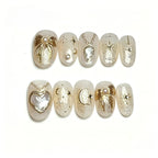 Kentrim 3D Celestial Gold Moon & Star Press On Nails- 10 Pieces (Single Size)