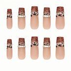Kentrim Jelly Glue Brown Kentrim Tiger & Leopard Print French Press On Nails - 30 Pieces (15 Sizes)