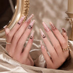Kentrim Jelly Glue Pink Kentrim Chocolate Drip Rose & Lace Press On Nails - 30 Pieces (15 Sizes)