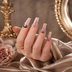 Kentrim Jelly Glue Pink Kentrim Chocolate Drip Rose & Lace Press On Nails - 30 Pieces (15 Sizes)