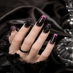 Kentrim Jelly Glue Dark black Kentrim Black & Pink Leopard Print Bow Press On Nails - 30 Pieces (15 Sizes)