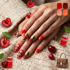 Kentrim Cherry Leopard Glam Medium Almond Press On Nails- 10 Pieces (Single Size)