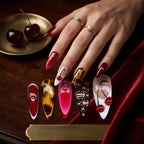 Kentrim Cherry & Tortoise Medium Almond Press On Nails - 10 Pieces (Single Size)
