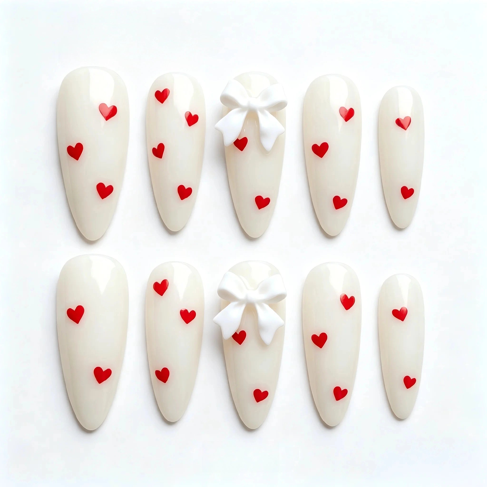 Kentrim Chic Heart & Bow Press On Nails- 30 Pieces, 15 Sizes Main image