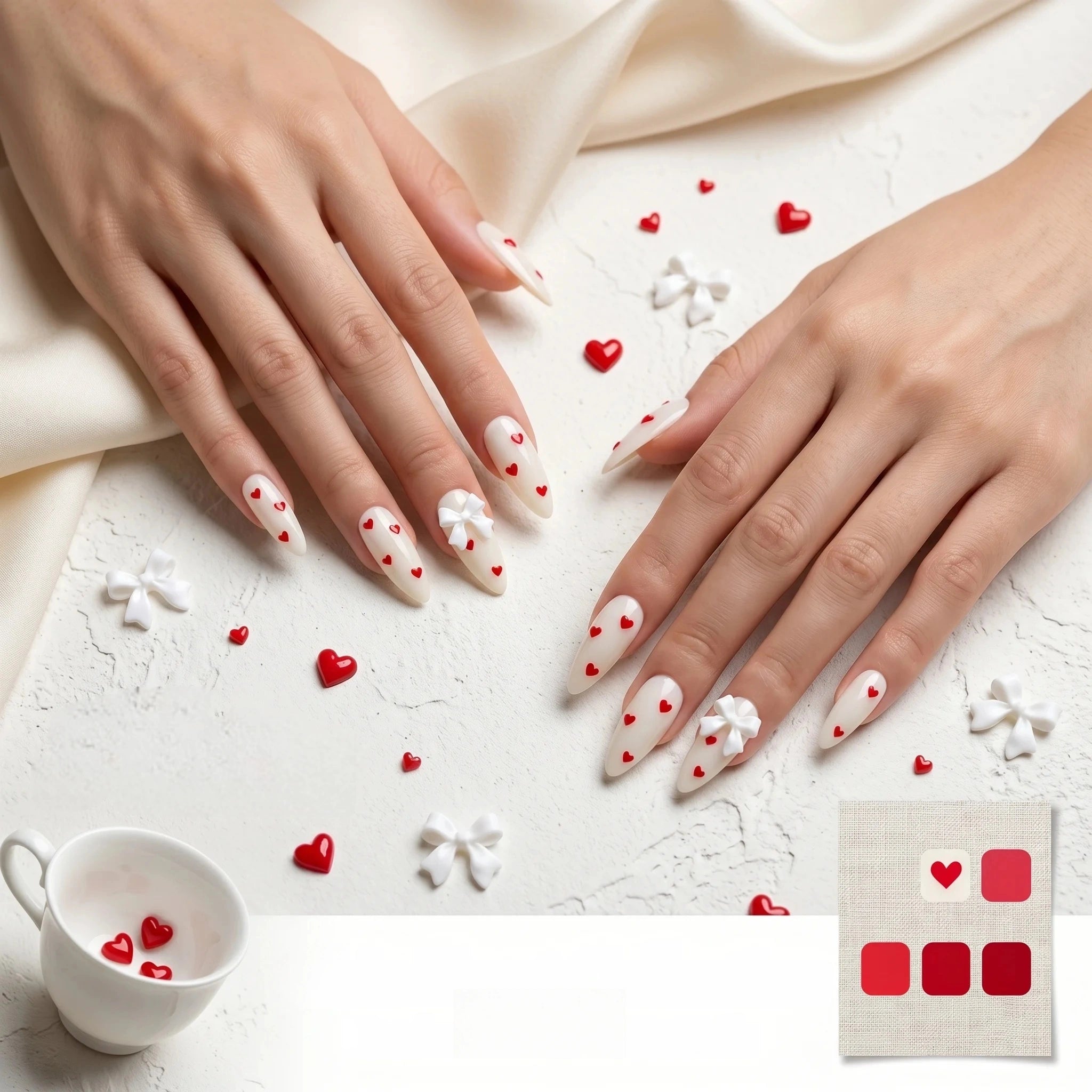 Kentrim Chic Heart & Bow Press On Nails- 30 Pieces, 15 Sizes Secondary image