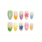 Kentrim Citrus & Sea Blossom Medium Almond Press On Nails- 10 Pieces (Single Size)