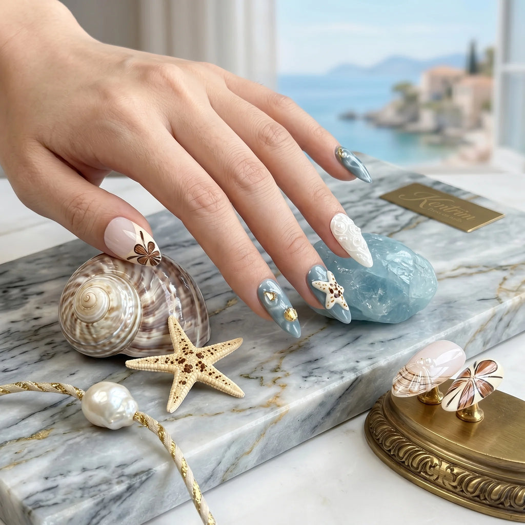 Kentrim Coastal Charm Press On Nails- 10 Pieces (Single Size)