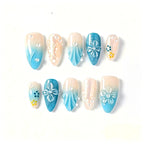 Kentrim Coastal Floral Medium Almond Press On Nails- 10 Pieces (Single Size)