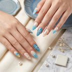 Kentrim Coastal Floral Medium Almond Press On Nails- 10 Pieces (Single Size)