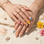 Kentrim Coastal Floral Medium Almond Press On Nails- 10 Pieces (Single Size)