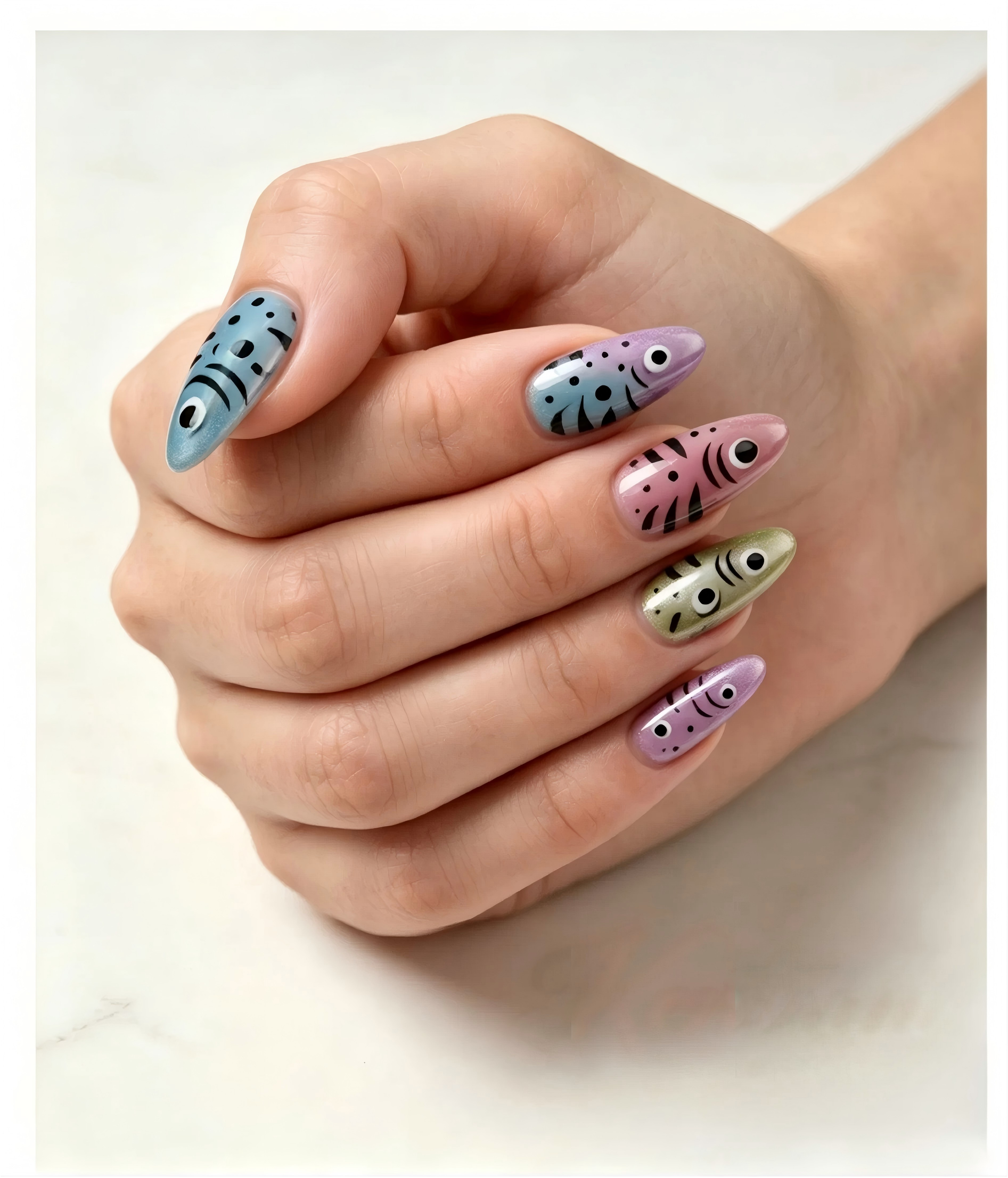 Kentrim Fish Print Press On Nails - 10 Pieces (Single Size)