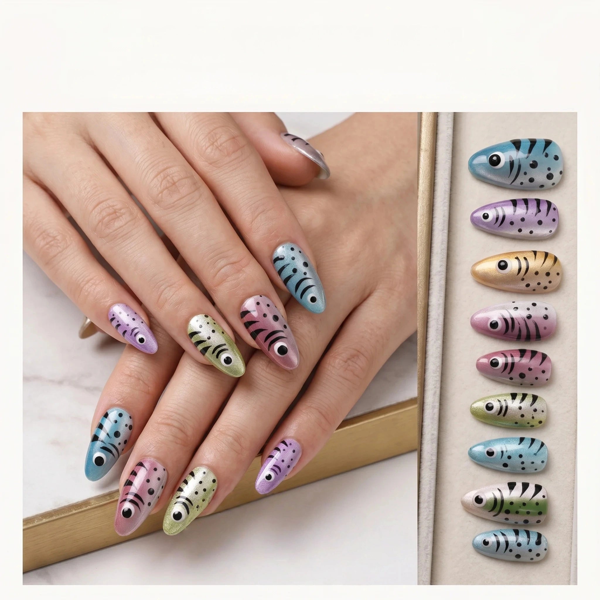 Kentrim Fish Print Press On Nails - 10 Pieces (Single Size) Secondary image