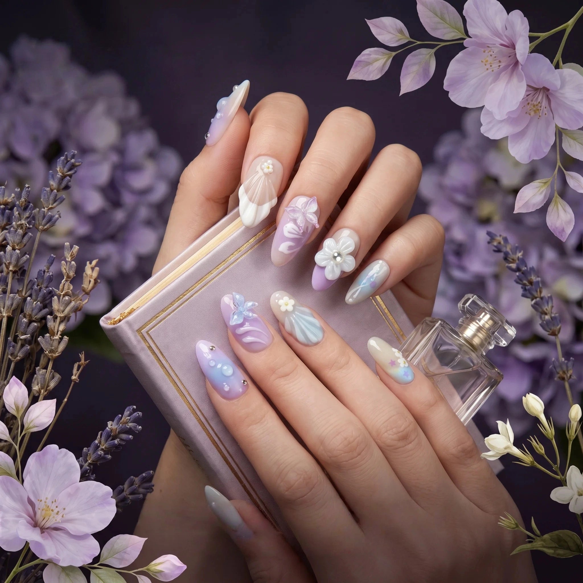 Kentrim Floral Press On Nails - 10 Pieces (Single Size)