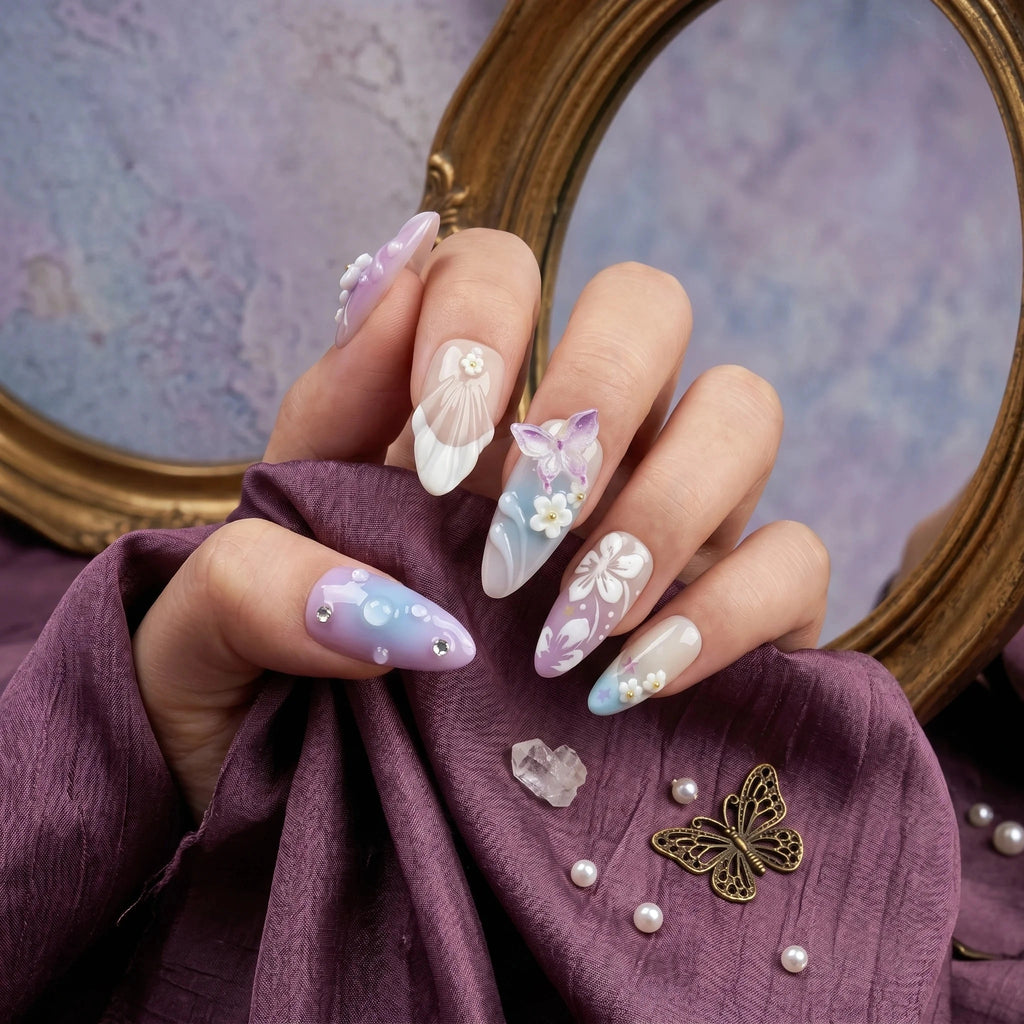 Kentrim Floral Press On Nails - 10 Pieces (Single Size)