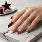 Kentrim Red French & Print Press On Nails - 10 Pieces (Single Size)