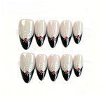 Kentrim Black French Tip Short Almond Press On Nails - 10 Pieces (Single Size)