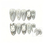 Kentrim Bunny & Bow Short Almond Press On Nails - 10 Pieces (Single Size)