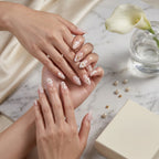 Kentrim Elegant Floral & Shell Medium Almond Press On Nails- 10 Pieces (Single Size)