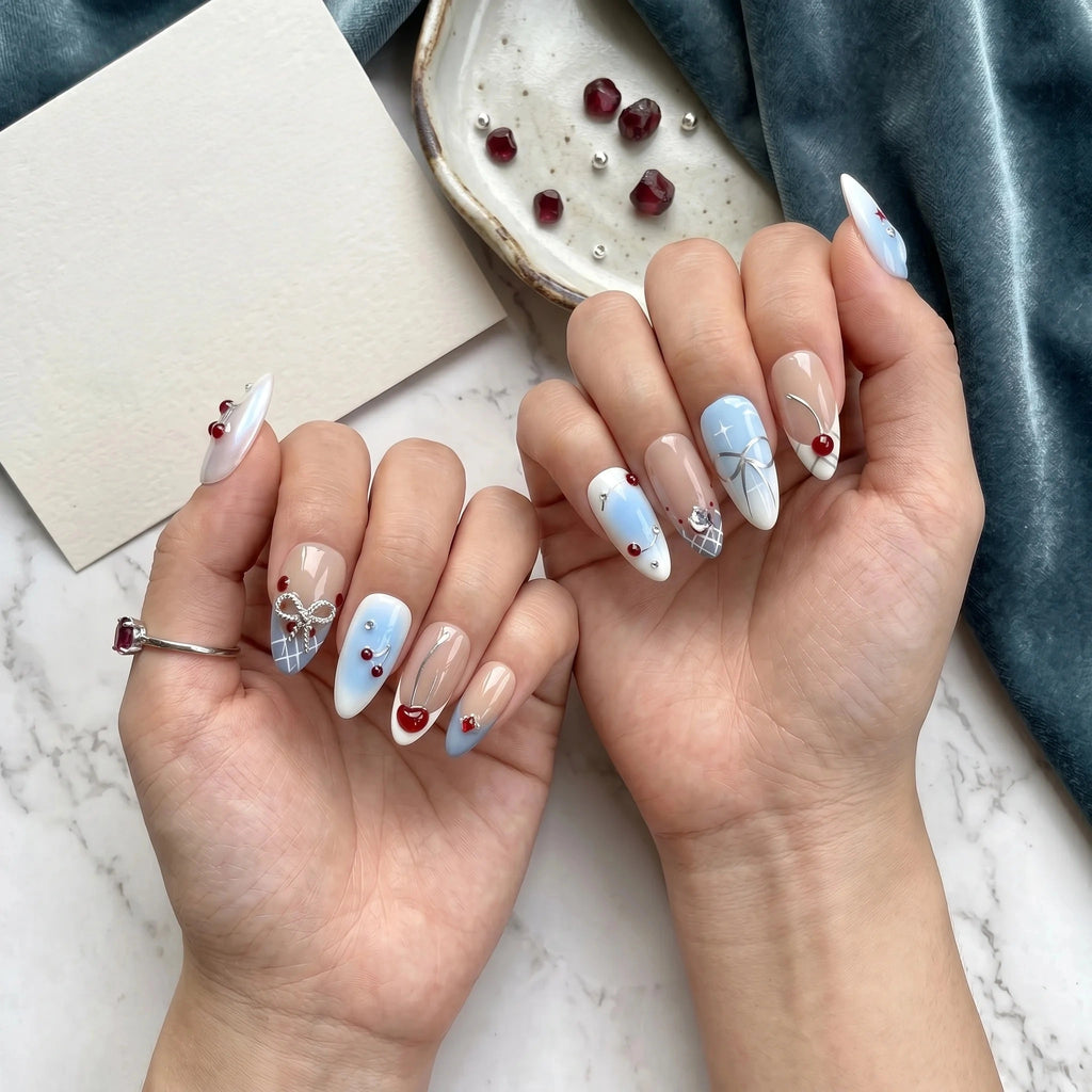 Kentrim Gem & Bow Press On Nails - 10 Pieces (Single Size)