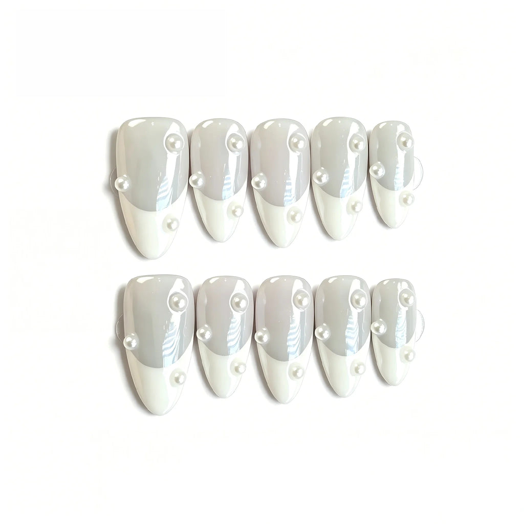 Kentrim Pearl French Short Almond Press On Nails - 10 Pieces (Single Size)