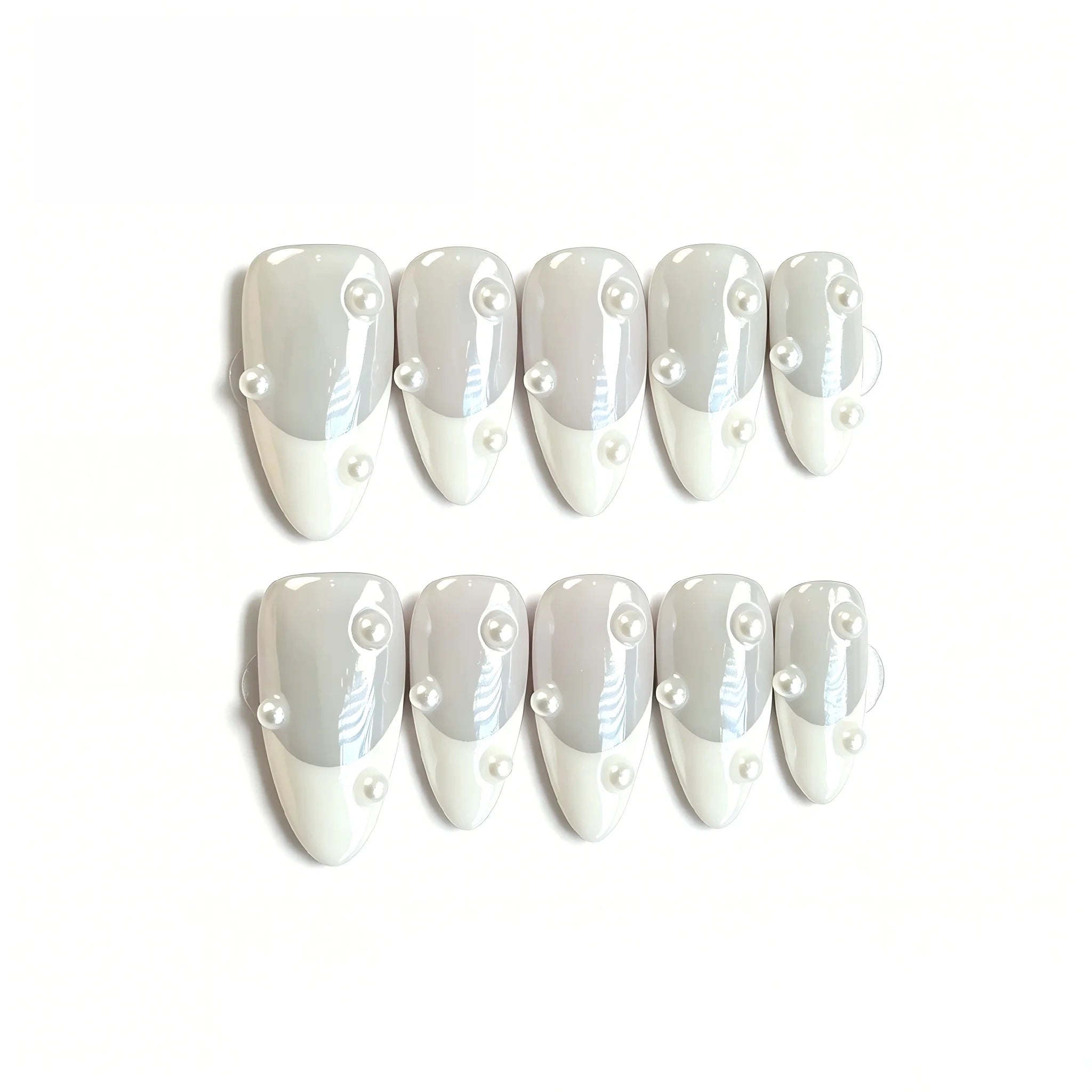 Kentrim Pearl French Short Almond Press On Nails - 10 Pieces (Single Size)