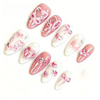 Kentrim Ribbon & Gem Short Almond Press On Nails - 10 Pieces (Single Size)
