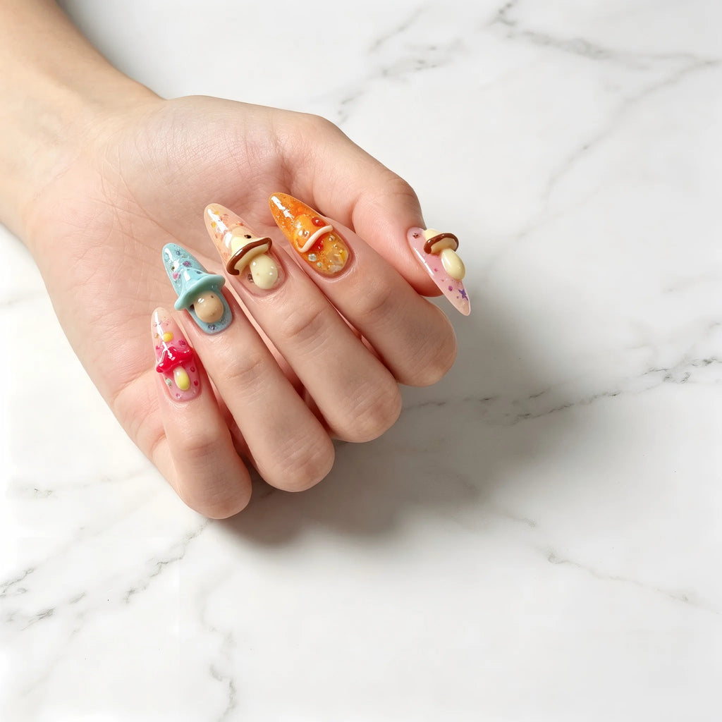 Kentrim Mushroom Press On Nails - 10 Pieces (Single Size)