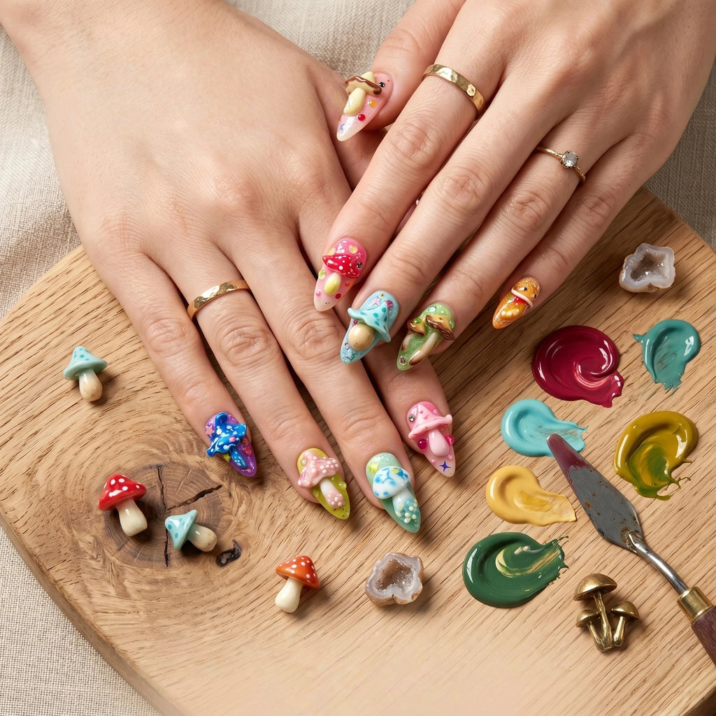 Kentrim Mushroom Press On Nails - 10 Pieces (Single Size)