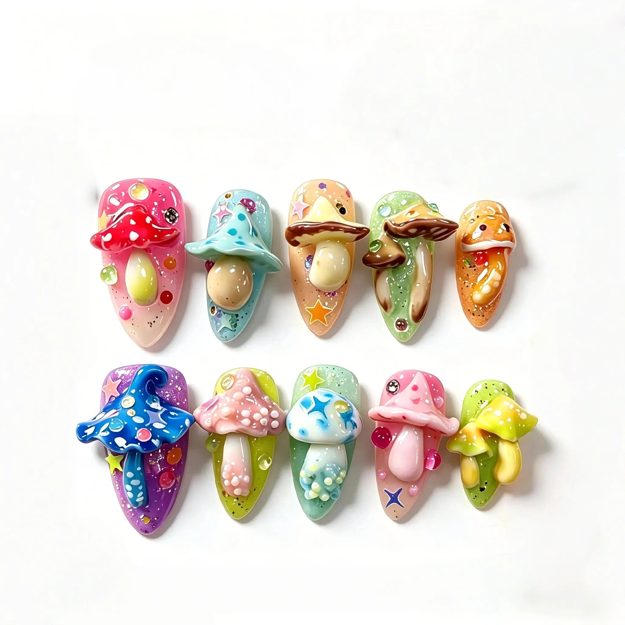 Kentrim Mushroom Press On Nails - 10 Pieces (Single Size) Secondary image