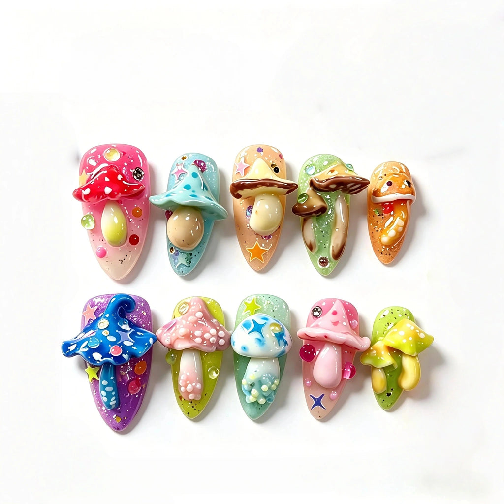 Kentrim Mushroom Press On Nails - 10 Pieces (Single Size)