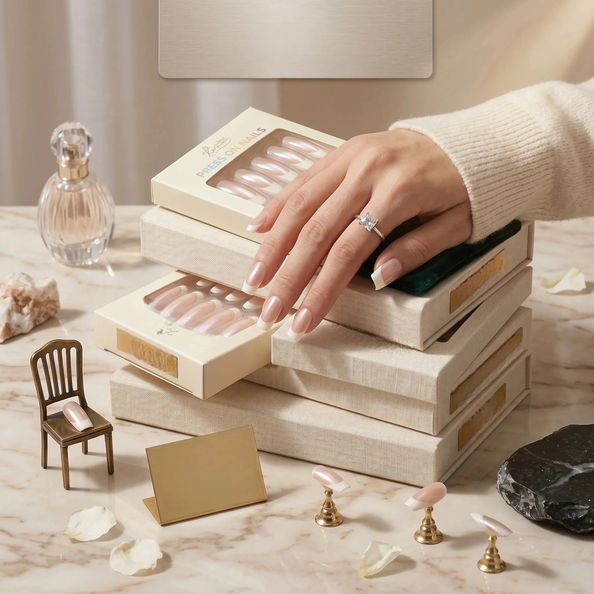 Kentrim French Tip Press On Nails - 120Pieces, 15 Sizes, 4 Shapes Secondary image