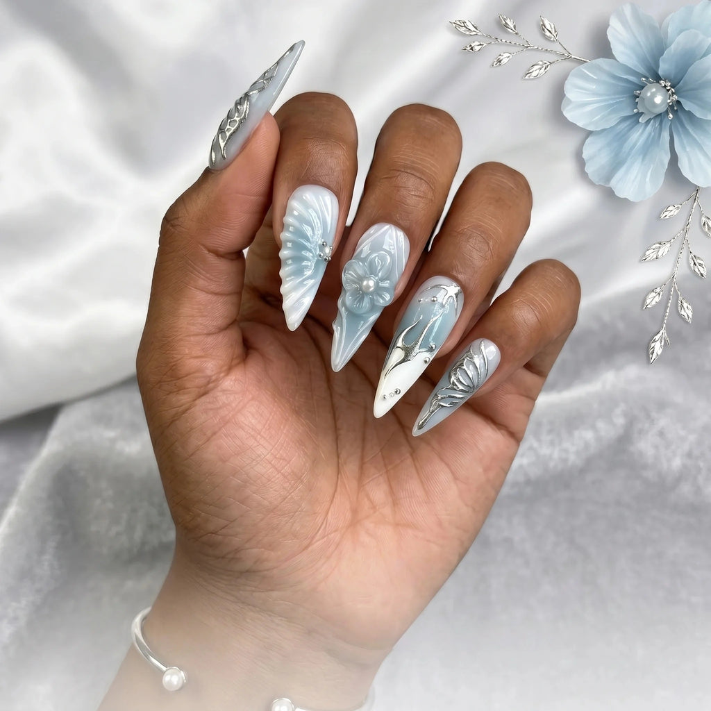 Kentrim Blue Stiletto Press On Nails - 10 Pieces (Single Size)