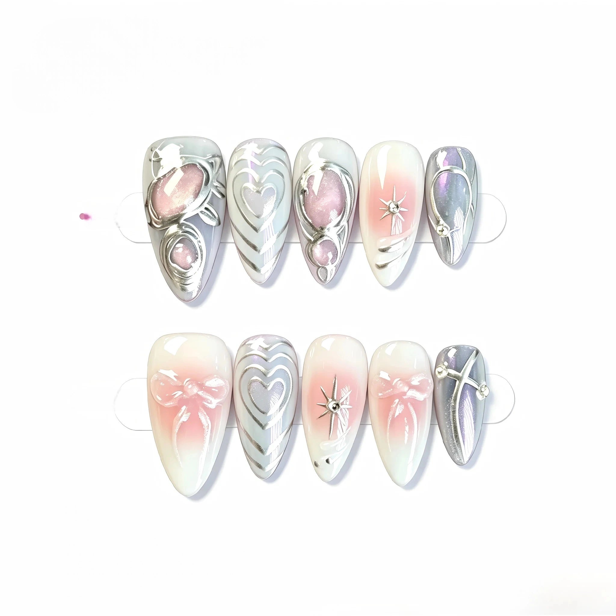 Kentrim Pink Ombre Press On Nails - 10 Pieces (Single Size)