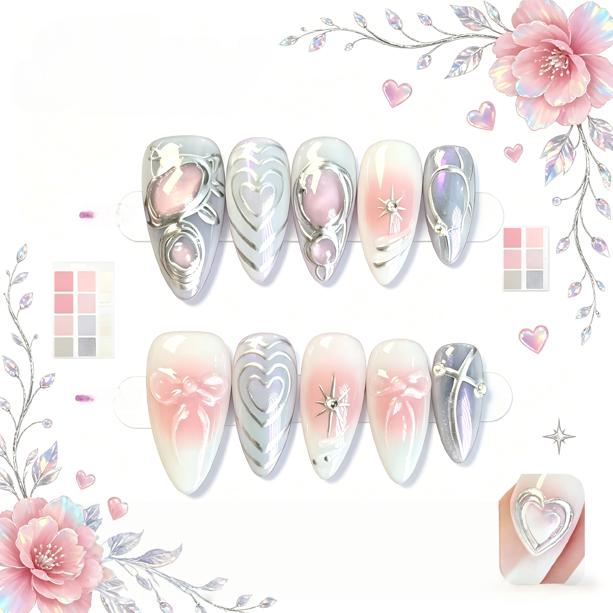 Kentrim Pink Ombre Press On Nails - 10 Pieces (Single Size)