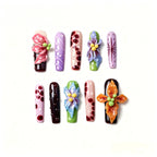 Kentrim Floral Long Square Press On Nails - 10 Pieces (Single Size)