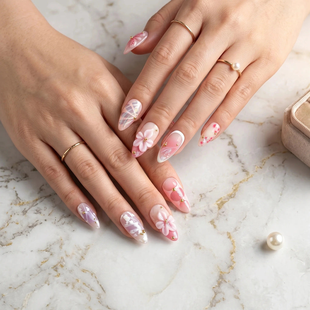 Kentrim Floral Press On Nails - 10 Pieces (Single Size)