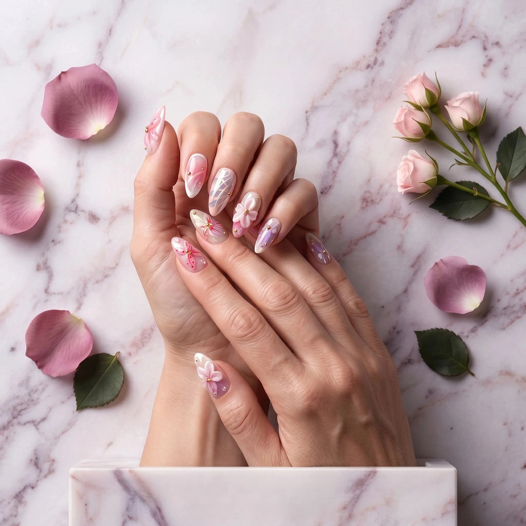 Kentrim Floral Press On Nails - 10 Pieces (Single Size)
