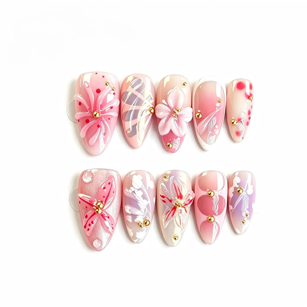 Kentrim Floral Press On Nails - 10 Pieces (Single Size)