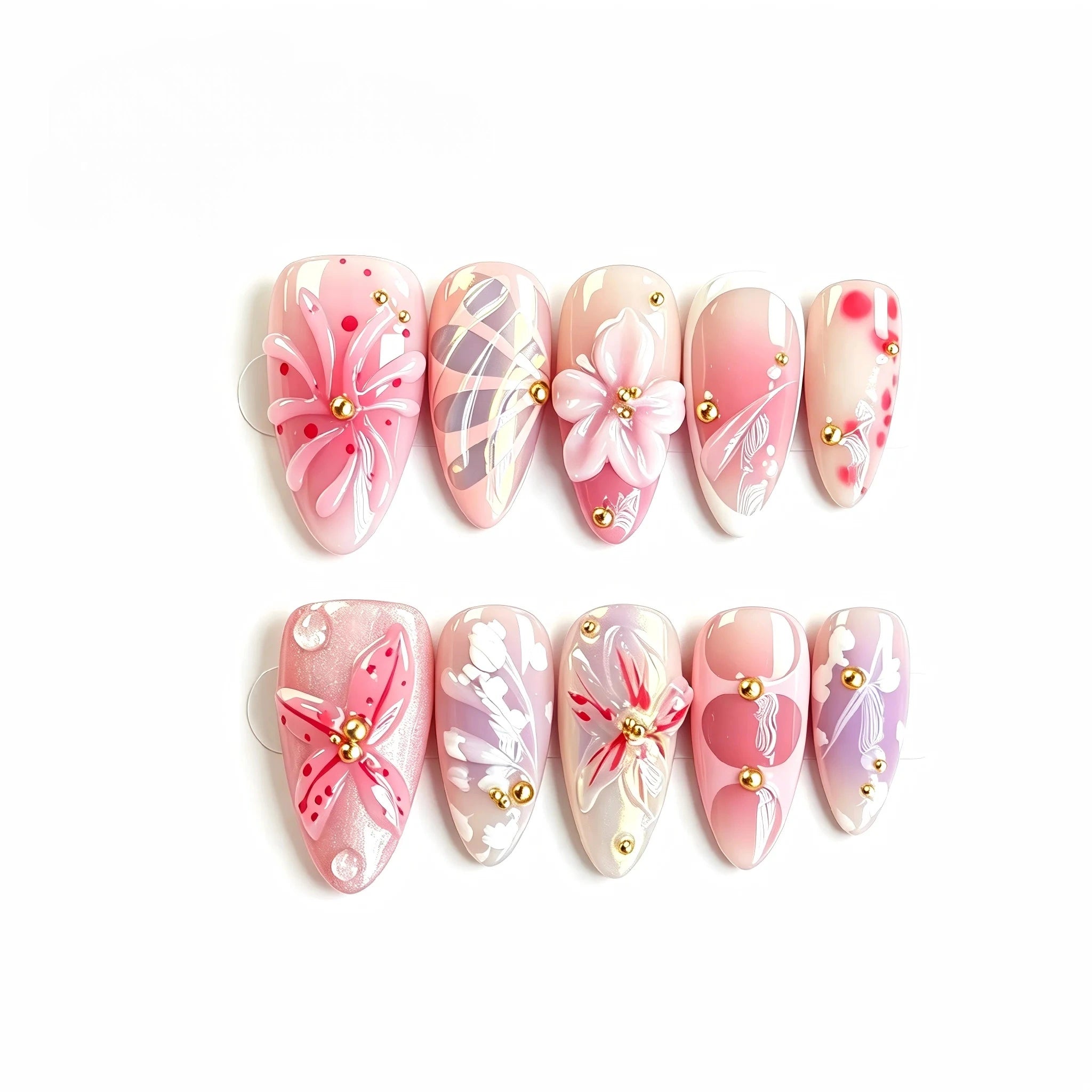 Kentrim Floral Press On Nails - 10 Pieces (Single Size) Main image