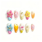 Kentrim Floral Fantasy Medium Almond Press On Nails- 10 Pieces (Single Size)