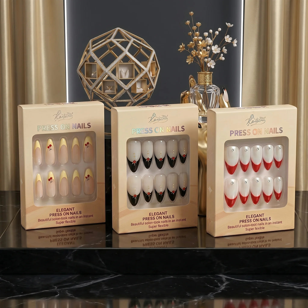 Kentrim French Tip 3-Set Press On Nails - 30 Pieces Total