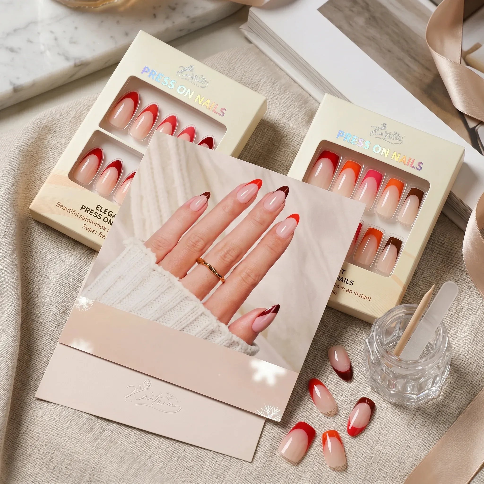 Kentrim French Tip 2-Pack Press On Nails - 60 Pieces Total