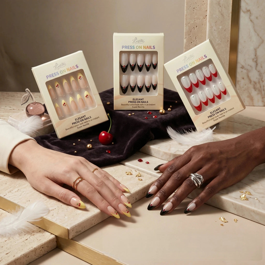 Kentrim French Tip 3-Set Press On Nails - 30 Pieces Total