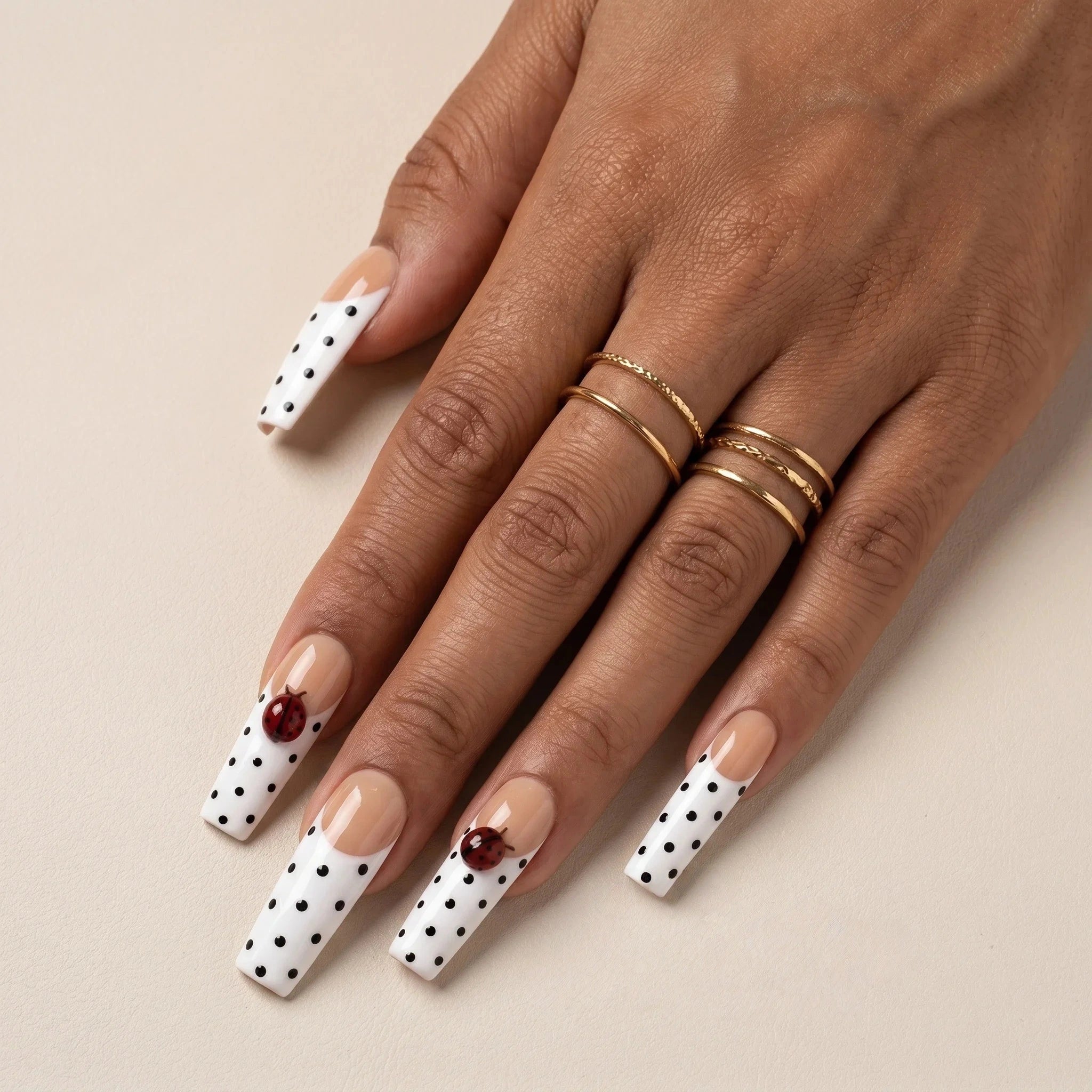 Kentrim Ladybug Polka Dot French Press On Nails- 10 Pieces (Single Size) Secondary image