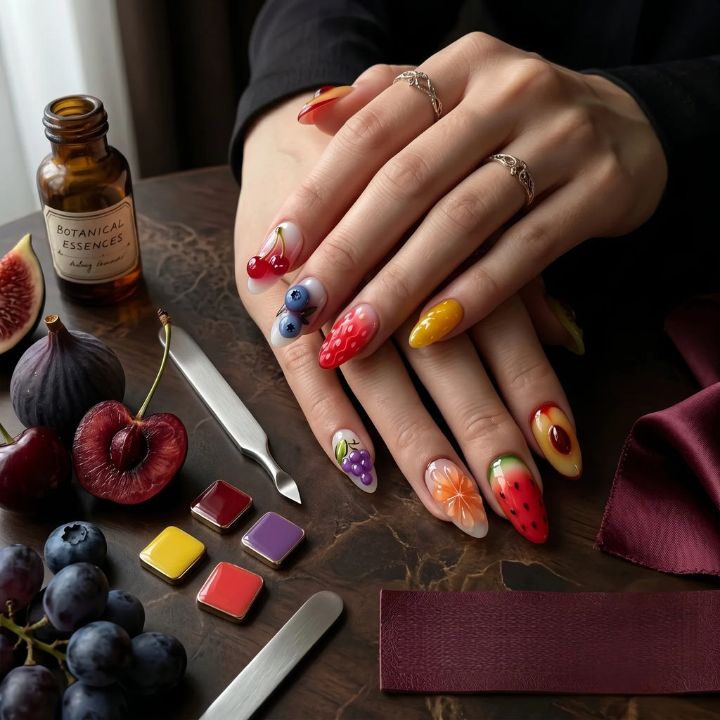 Kentrim Fruity Delight Medium Almond Press On Nails- 10 Pieces (Single Size)
