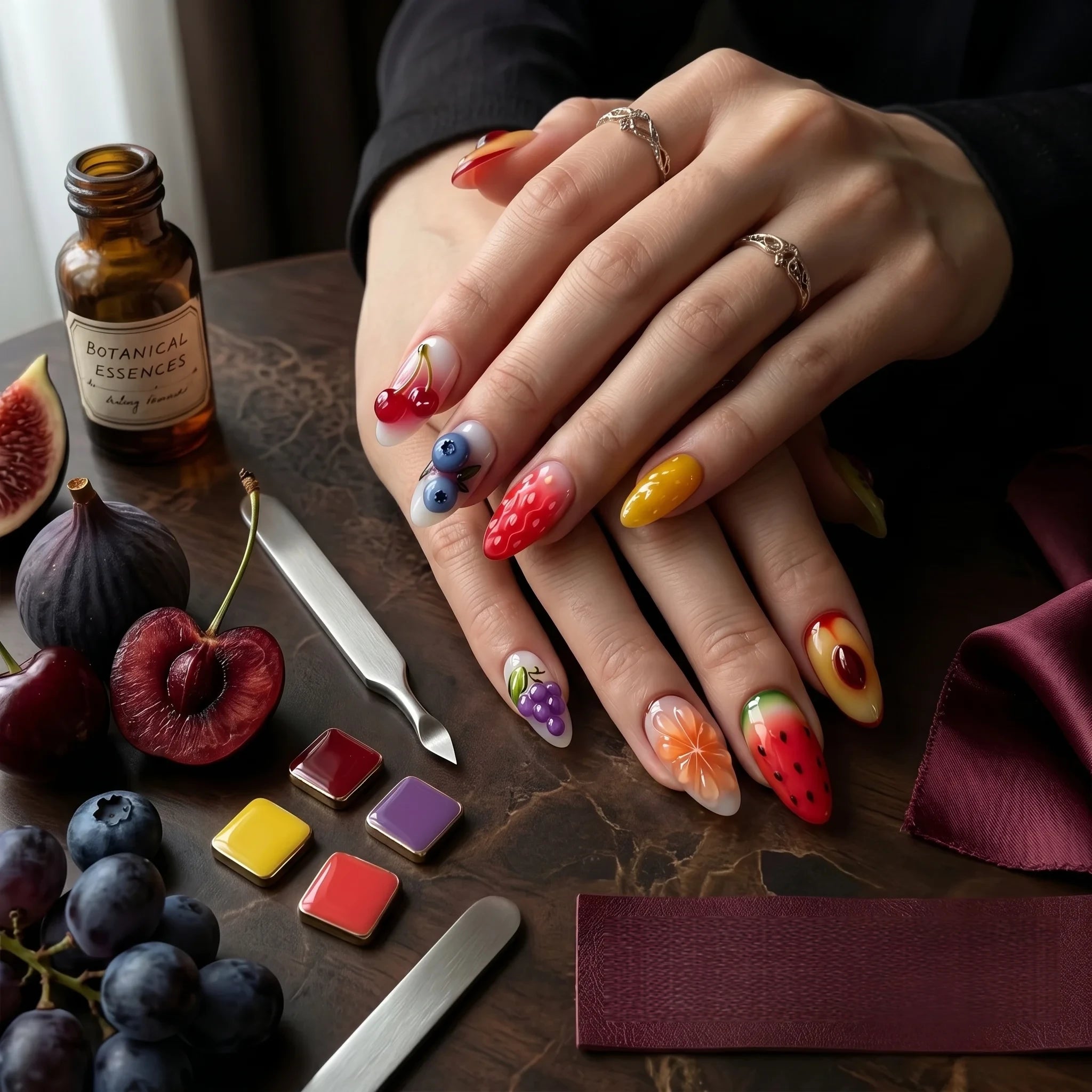 Kentrim Fruity Delight Medium Almond Press On Nails- 10 Pieces (Single Size)