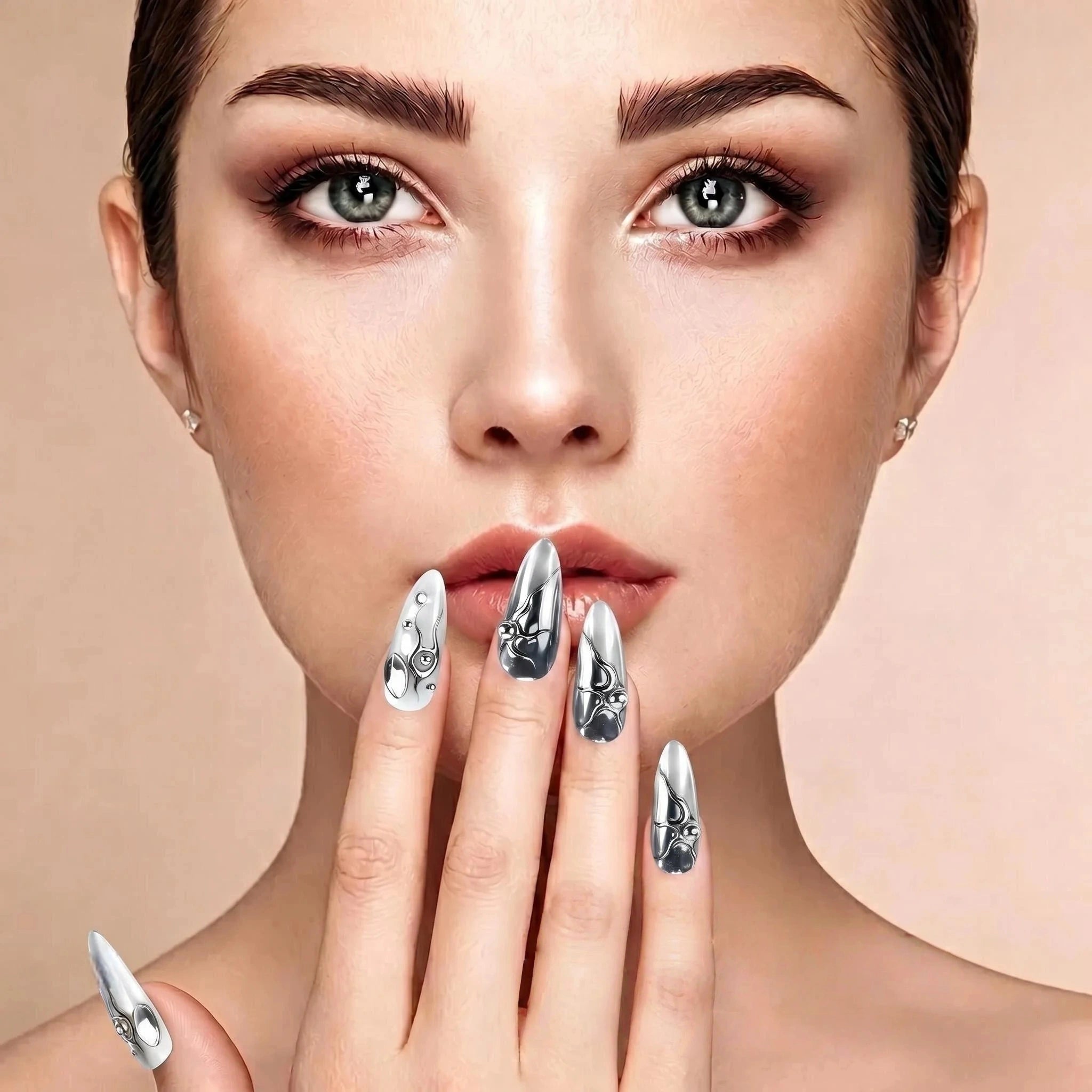 Kentrim Metallic Press On Nails - 10 Pieces (Single Size)
