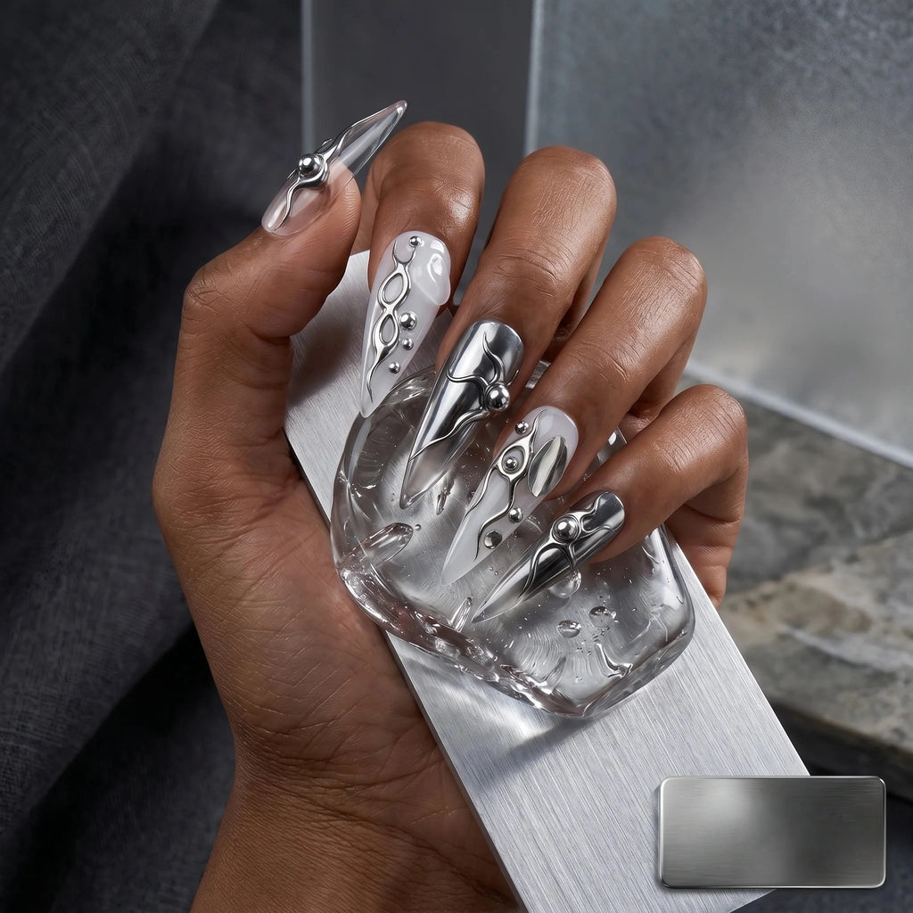 Kentrim Metallic Press On Nails - 10 Pieces (Single Size)