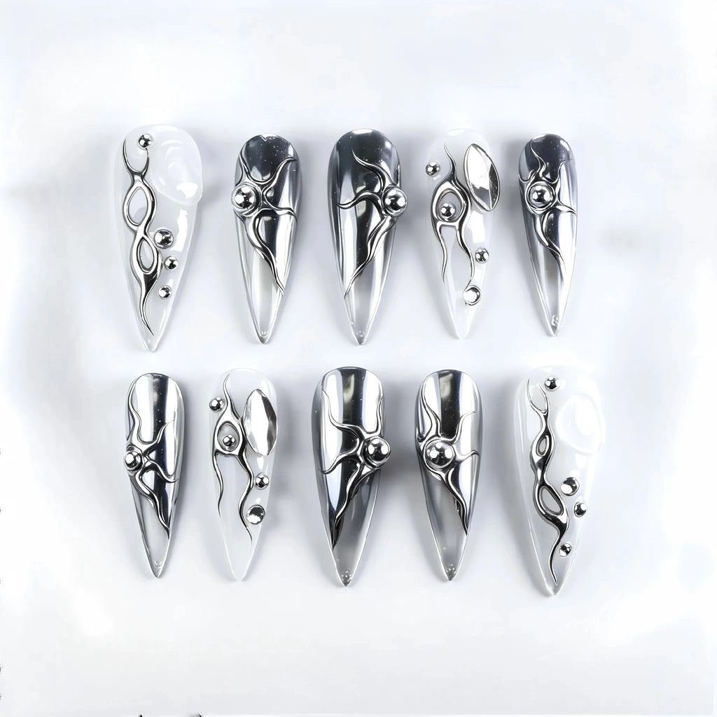 Kentrim Metallic Press On Nails - 10 Pieces (Single Size)