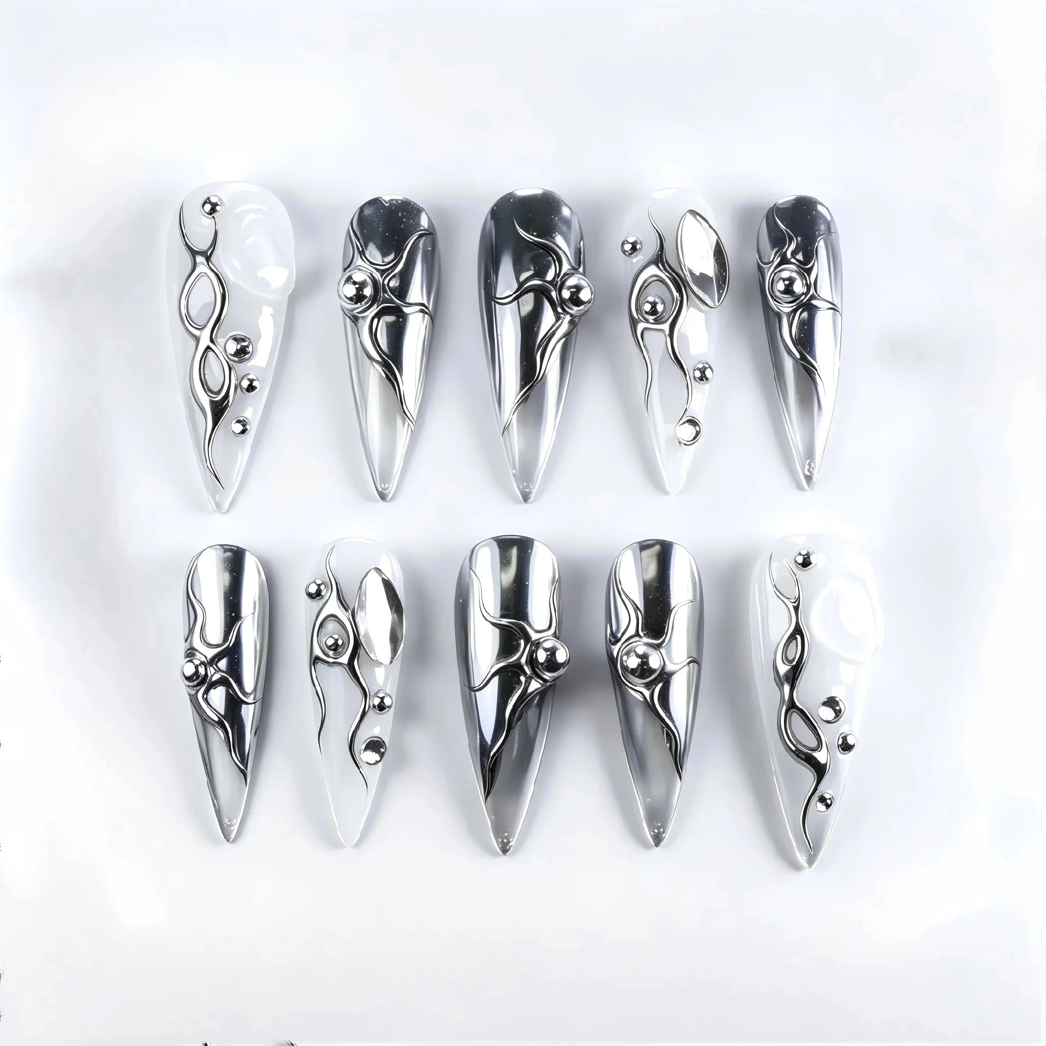 Kentrim Metallic Press On Nails - 10 Pieces (Single Size)